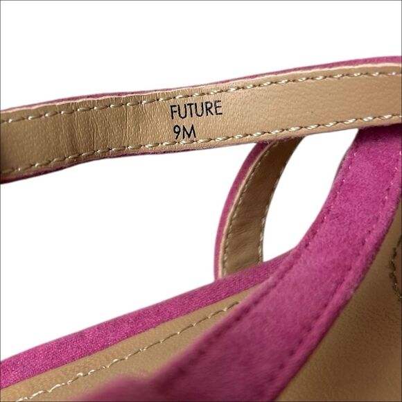 Tahari Future Wedge Leather Sandals Size 9 Pink Suede - Picture 5 of 6